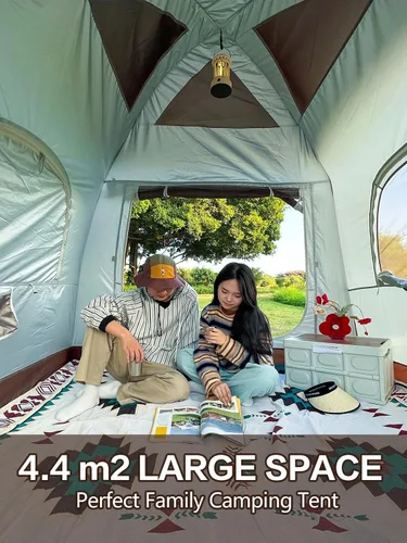 Miniatura 4 de Inflatable Camping Tent,2/4/6/8 Person Glamping Inflatable Tents with Awning, Quick Setup Blow Up Tents with Pump, Waterproof Oxford Inflatable 2-4