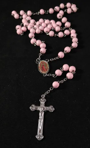 Rosarios Rosas para Niña De Madera para Recuerdos De Bautizo/Primera Comunión 12 Piezas L