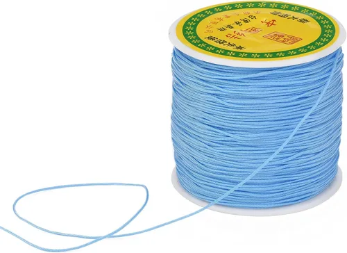 Miniatura 7 de Cheriswelry 100 yardas/rollo de cuerda trenzada de nailon de 0.031 in, color azul cielo claro, cordón de nudo chino, cuerda de cuentas