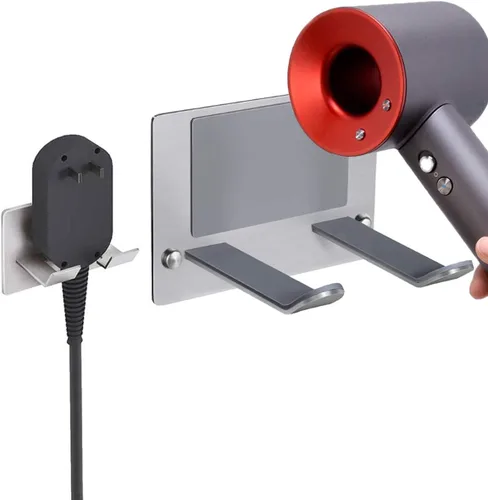 Miniatura 11 de XIGOO Soporte Autoadhesivo para Secador de Pelo Montado en Pared - Organizador de Estante Adhesivo para Secador de Pelo de Baño Compatible con Negro