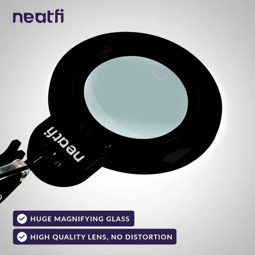 Miniatura 2 de Neatfi XL lupa LED bifocal, lente acrílica de 7 pulgadas, aumento 5D/20D, manos libres, luz regulable, 168 LEDs SMD, brazo ajustable