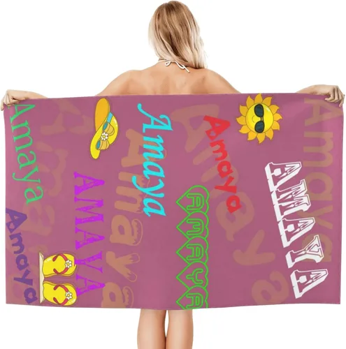 Miniatura 8 de Toalla de playa personalizada con nombre, toallas de playa personalizadas con nombre de gran tamaño de secado rápido para playa, baño, piscina