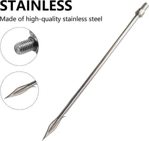 Miniatura 3 de Brazo de pesca telescópico de 6.2 pies con 3 dientes, gancho de pesca telescópico de acero inoxidable con tornillo de 8 mm, arpones barbados