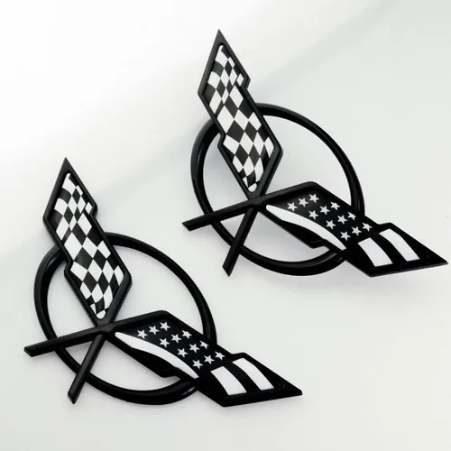 2 unidades (par) banderas cruzadas delanteras y traseras, emblemas de automóvil, logotipo 3D, repuesto para Corvette C5 97-04 19207384 19207385