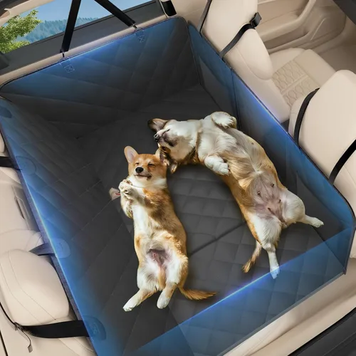 Miniatura 10 de Extensor de asiento trasero para perros, funda de asiento de coche de fondo duro para asiento trasero, hamaca impermeable para perro, plataforma