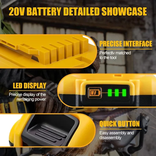 Miniatura 3 de Paquete de 4 baterías de repuesto DCB203 para DEWALT 20V MAX, 3.0-Ah, compatible con herramientas eléctricas inalámbricas Dewalt de 20 voltios