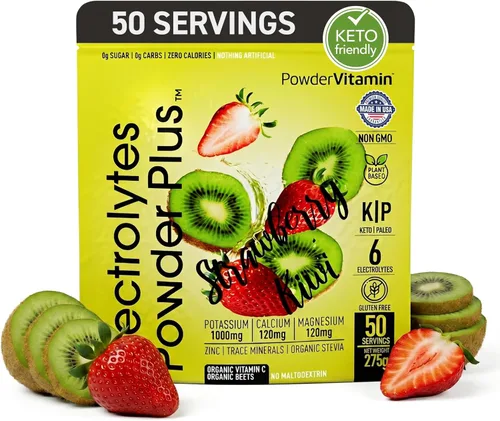 Miniatura 34 de Polvo de Electrolitos Plus (50 porciones), 0 calorías Keto, 0 azúcar, sin maltodextrina, 1000 mg de potasio, 120 mg de calcio, 120 mg de magnesio