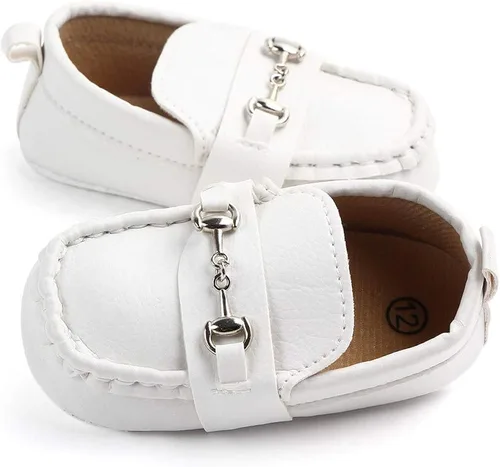 Miniatura 4 de QIETION Mocasines para bebés y niñas, bonitos zapatos de cuna para recién nacidos, tenis de poliuretano precaminante, perfectos para bautizogateoboda