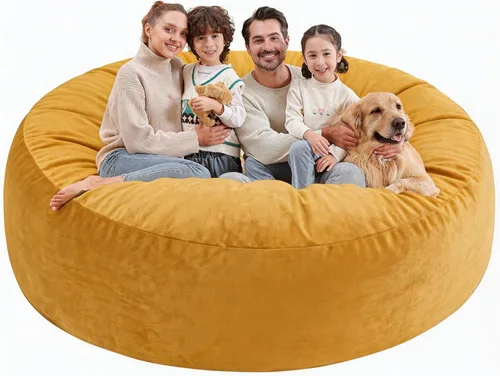 Miniatura 40 de Silla de Puf de 3 Pies, Sillas de Puf Cómodas con Relleno de Espuma Viscoelástica, Sofá de Puf Esponjoso con Funda de Terciopelo Holandés, Sillas