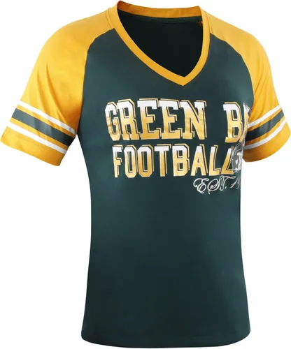 Miniatura 2 de Camisetas raglán Athletic City para aficionados al fútbol para mujer, color verde y amarillo