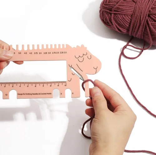 Miniatura 4 de Yarn Ave Agujas de tejer tamaño calibre gancho de ganchillo regla de medida DIY accesorios de tejer (lila)