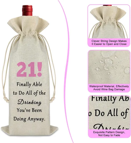 Miniatura 3 de Gfhzdmf Regalo de cumpleaños número 21 para niña y niño, bolsa de vino, regalo de feliz 21 años de antigüedad para amiga, nieta que cumple 21 años