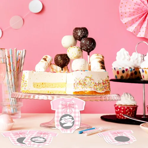 Miniatura 5 de Decoraciones de baby shower con lazo rosa, 30 piezas de lazo rosa para baby shower para niñas de juego, actividad tonta para rompehielos, premios