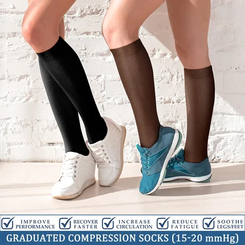 Miniatura 2 de FEYHAY Calcetines de compresión de cobre (3 pares) de 15-20 mmHg de circulación es la mejor atlética y diaria para hombres y mujeres, correr