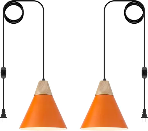 Miniatura 9 de Luz Colgante Negra Paquete de 2, 9.4 pulgadas - Luz Colgante de Estilo Rústico, Luces Colgantes Modernas, Luces Colgantes de Cocina para Oficina