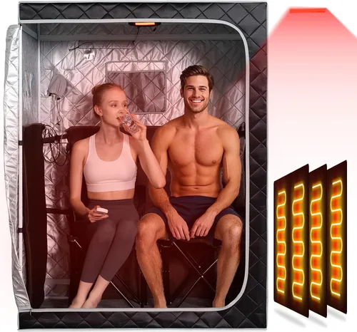 Miniatura 9 de Smartmak Caja de sauna infrarroja portátil con lámpara de terapia de luz roja de 660 nm para el hogar, tienda de campaña de spa de sauna seca