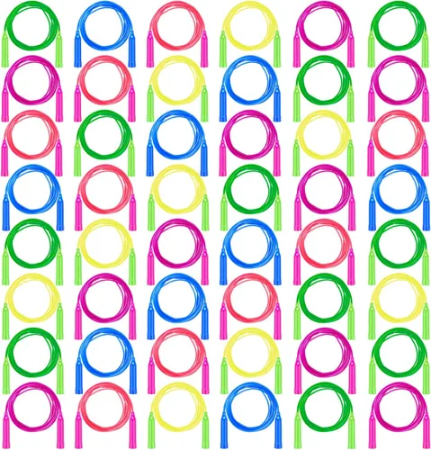 Miniatura 7 de Aneco Paquete de 30 cuerdas de saltar para niños, 7.3 pies, cuerdas de saltar coloridas para niños, grandes actividades deportivas, regalos