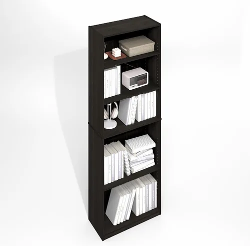 Miniatura 8 de Furinno GEHRY - Estantería para libros, 5 niveles, con estantes ajustables, 11.6 x 24.8 x 71.4 pulgadas, para oficina en casa, sala de estar, roble