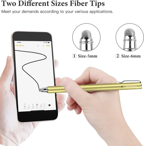 Miniatura 4 de StylusHome Bolígrafos capacitivos para pantallas táctiles (6 unidades), puntas de fibra 2 en 1 con sensibilidad capacitiva con 12 puntas extra