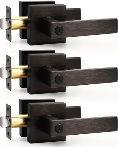 Miniatura 11 de Probrico Palanca de Puerta de Cama y Baño Negro Mate Servicio Pesado Manija de Puerta de Privacidad, Cerradura de Puerta Sin Llave Interior Baño