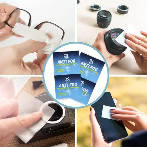 Miniatura 4 de Toallitas antivaho para lentes, toallitas limpiadoras prehumedecidas para pantallas, binoculares, protectores faciales, máscaras de esquí, gafas