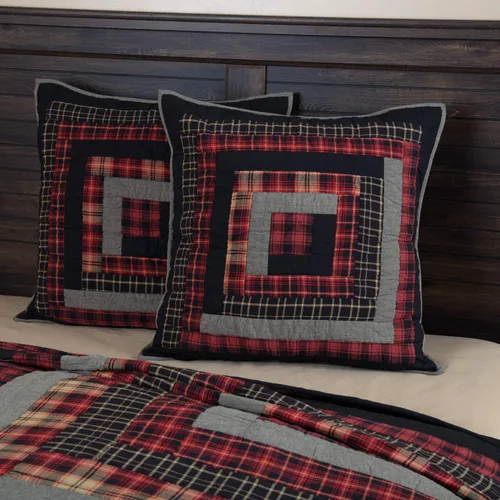VHC Brands Rustic & Lodge Cumberland - Accesorio de ropa de cama acolchado, funda europea, 26 x 26 pulgadas, color rojo chile