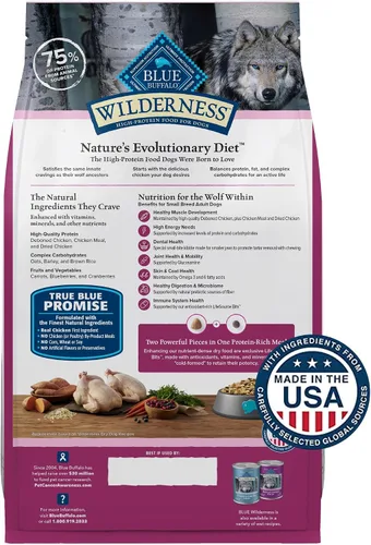 Miniatura 2 de Blue Buffalo Wilderness - Comida seca natural alta en proteínas para perros adultos de raza pequeña, receta de pollo, bolsa de 13 libras