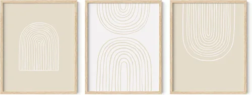 Miniatura 60 de HAUS AND HUES Arte de pared moderno de mediados de siglo, decoración bohemia para pared, juego de 3 impresiones artísticas de sol, decoración