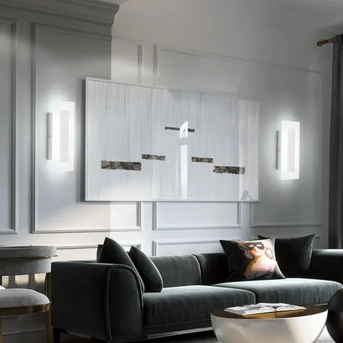 Miniatura 5 de LMQNINE Moderno aplique de pared de acrílico LED, luz blanca cálida, cromado, 6000 K, para dormitorio, pasillo, escaleras, baño, iluminación Cromo