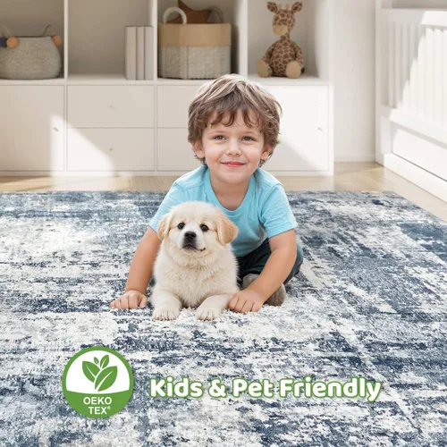 Miniatura 39 de Alfombra de pasillo lavable para cocina: 3 x 10 pies, antideslizante, abstracto, suave, moderno, resistente a las manchas, para interiores, piso