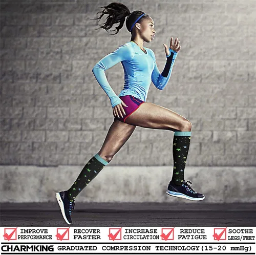 Miniatura 2 de CHARMKING 6 pares de calcetines de compresión para mujeres y hombres, el mejor apoyo para enfermeras, correr, atletismo, viajes de vuelo