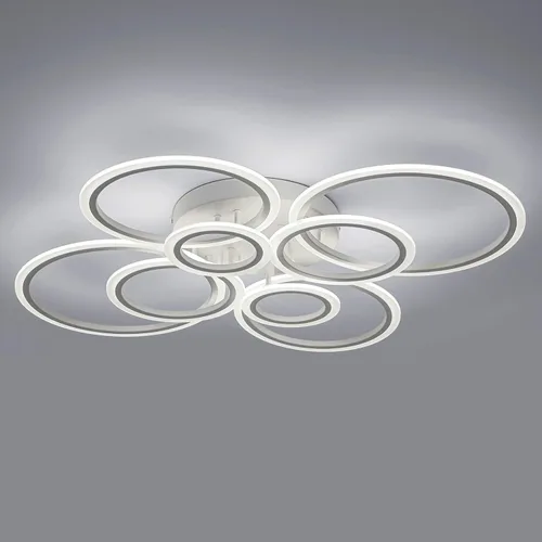 Lámpara de techo LED moderna de montaje empotrado, 8 anillos blancos, lámpara de techo cercana al techo, para sala de estar, iluminación de comedor,