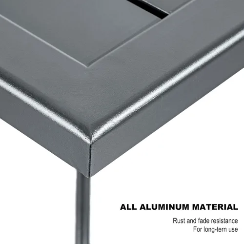 Miniatura 6 de PURPLE LEAF - Mesa de comedor al aire libre de aluminio para 6-8 personas con pies ajustables en altura y superficie acanalada, mesa grande