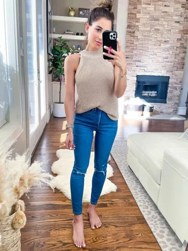 Miniatura 4 de SySea - Camisas de punto sueltas de verano, sin mangas, con cuello halter, para mujer