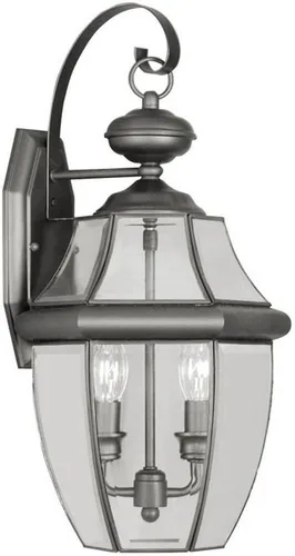 Miniatura 11 de Livex Lighting 2251-07 Monterey - Farol de pared de latón macizo con 2 luces para exteriores con cristal biselado transparente, 20.25 x 10.5 x 20.25