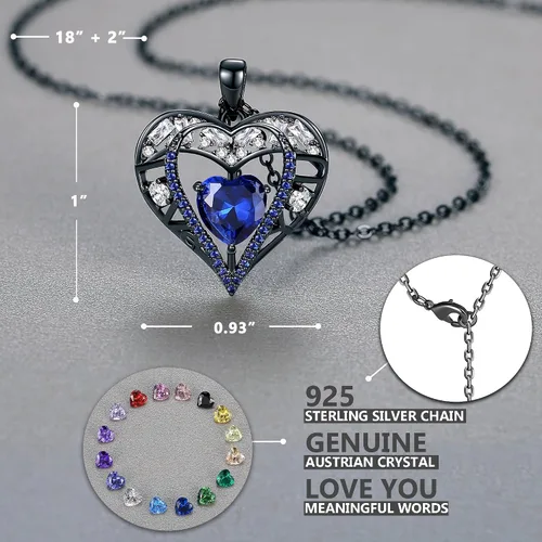 Miniatura 116 de Collar de cristal de 5 corazones, chapado en oro rosa de 18 quilates, colgante con cadena de plata de ley 925 de 18 + 2 pulgadas, joyería de piedra