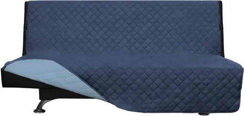 Easy-Going - Funda para sofá, futón y sillón sin reposabrazos, reversible, resistente al agua, para mascotas y niños (azul oscuro/azul claro)