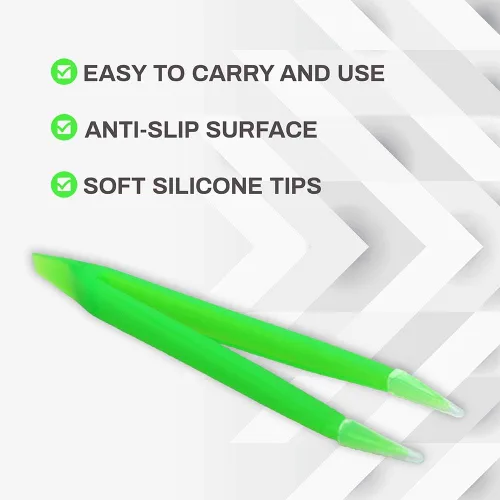 Miniatura 4 de Pinzas para quitar y insertar lentes de contacto suaves - Color verde para quitar e insertar lentes de contacto Verde con puntas de silicona suave
