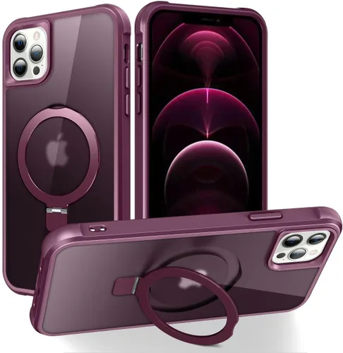 Miniatura 38 de CHAOFEnG Funda magnética compatible con iPhone 11 con soporte, prueba de caídas de grado militar, compatible con imán, anillo translúcido, parte