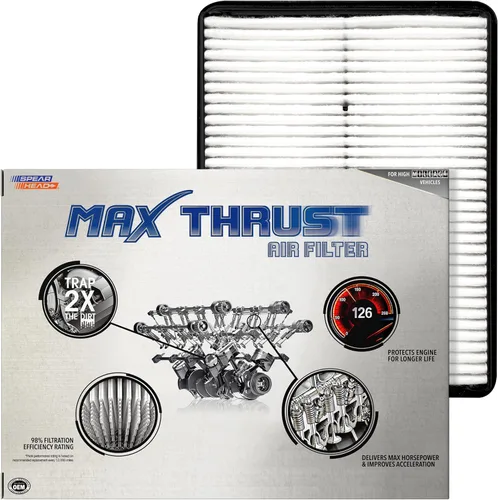 Miniatura 25 de Filtro de aire de motor Spearhead MPG Defense Max Thrust para vehículos de todo kilometraje, se adapta como el OEM, restaura MPG y aceleración