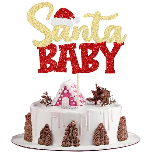 Miniatura 33 de Gyufise 24 piezas Adornos para cupcakes de jengibre de Navidad con purpurina, adornos para cupcakes de jengibre para revelar el género, púas