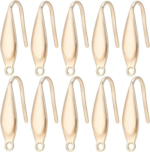 Miniatura 14 de SUNNYCLUE 1 Caja 100Pcs Ganchos de Pendiente Franceses Chapados en Oro Real de 18K, Pendientes de Anillo de Pescado, Alambres de Acero Inoxidable
