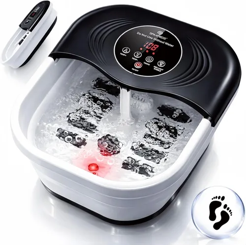 Miniatura 8 de SPA4PIEDS Masajeador de baño de pies con calor, chorros de burbujas, luz roja y temporizador, spa de pies de pedicura con control de temperatura
