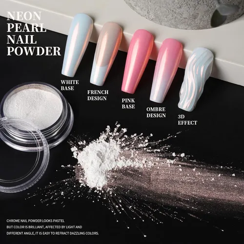 Miniatura 3 de Teenitor Polvo de uñas cromado, polvo Crome para uñas de gel con gemas de uñas, polvo de cromo para uñas de perlas para uñas, polvo iridiscente