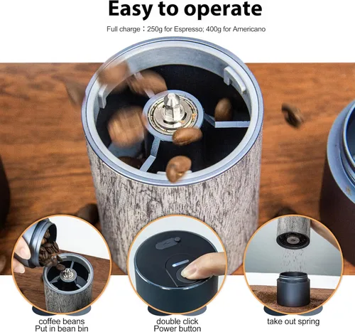 Miniatura 6 de CERA+ CGE01 - Molinillo de café portátil, molinillo de café eléctrico con 90 ajustes precisos de molienda, parada automática y un botón, grano