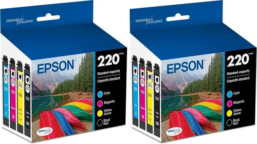Epson 220 DURABrite Ultra Ink - Paquete combinado de cartuchos de color y negro de capacidad estándar (T220120-BCS) funciona con Workforce WF-2630,