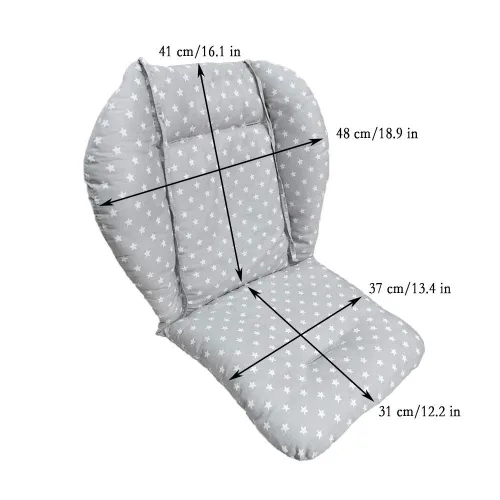 Miniatura 5 de Twoworld Cojín para silla alta, cojín de asiento de bebé grueso grande para silla de bebé, funda de almohadilla transpirable (gris de moda)