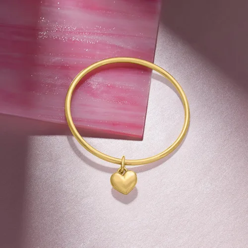 Miniatura 8 de Ross-Simons Italian Andiamo 14kt Yellow Gold Over Resin Heart Charm Bangle Bracelet