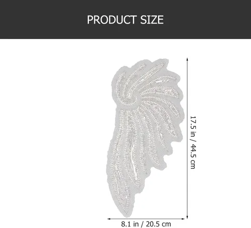 Miniatura 2 de Sew on Wing Patches Embroidery Appliques for Clothing and Jackets, 1 Pair Light Silver Sequin Decorative DIY Costume Embellishments for Women