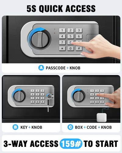 Miniatura 4 de Caja de seguridad grande para el hogar – Armario resistente de 3.0 pies cúbicos con luz de movimiento y alarma doble, teclado digital y llave
